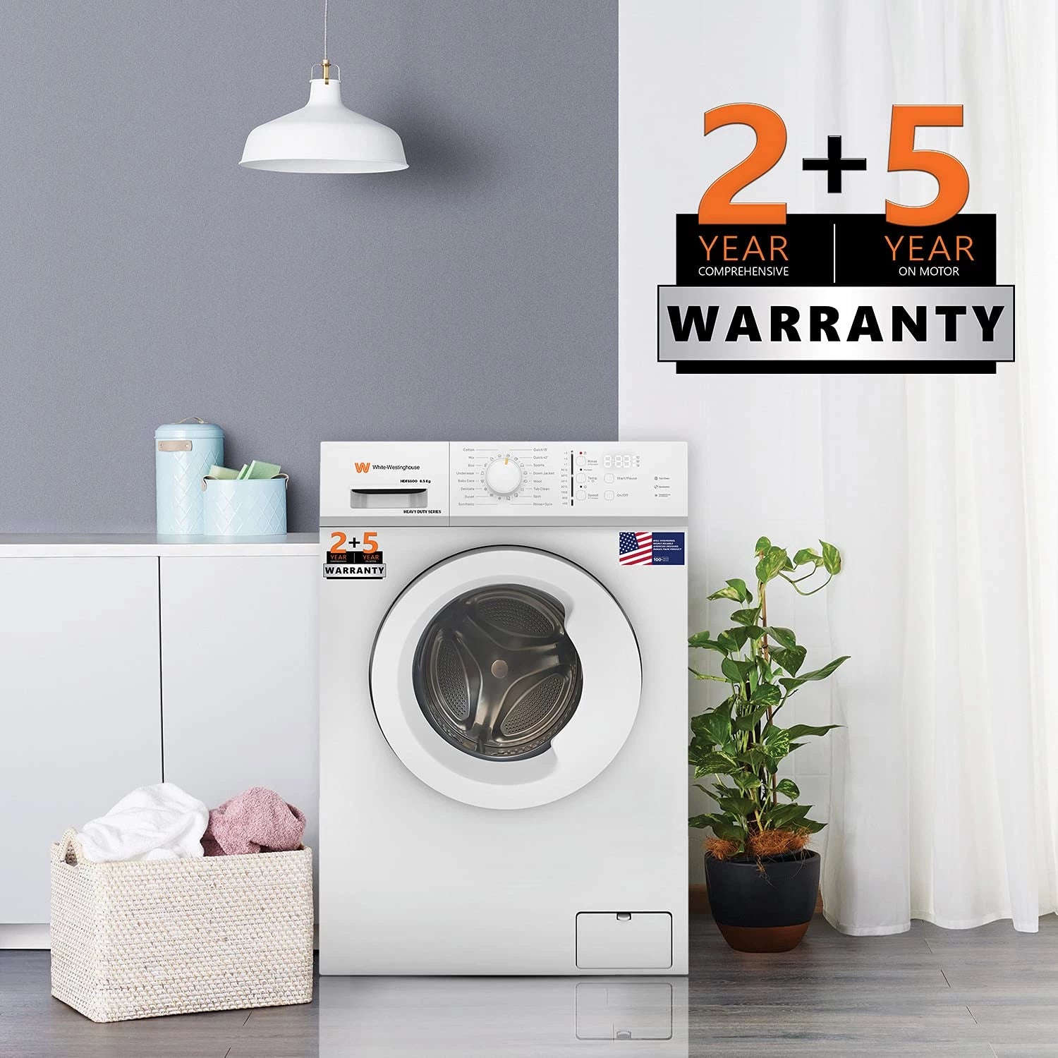 White Westinghouse Washing Machine HDF8500 8.5kg Ultra Smart Dry Fully-Automatic with In-Built Heater