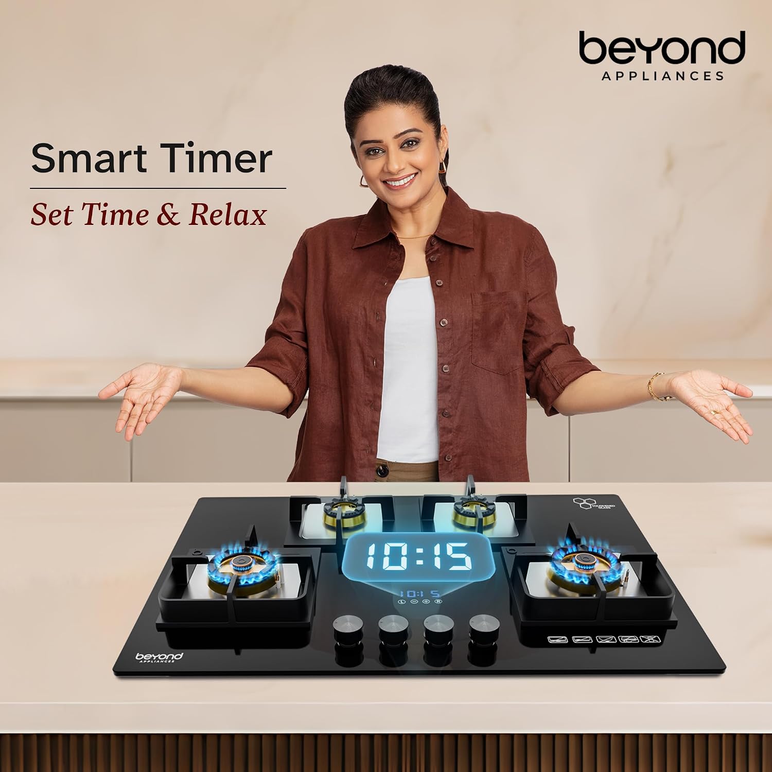 Beyond Appliances Dorado-4 Gas Stove 4 Burner Glass Hobtop