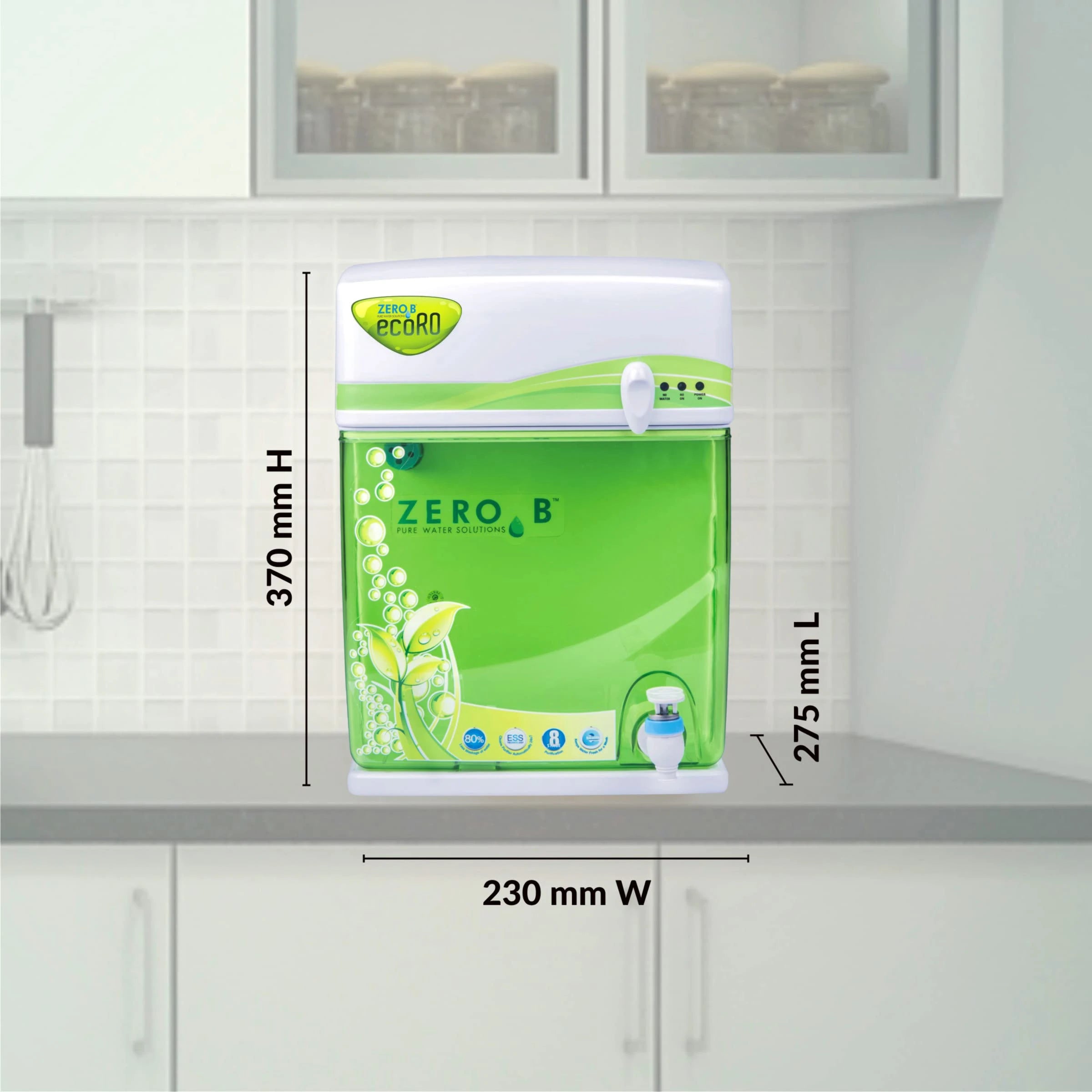 Zero B Eco RO+ High Recovery RO Water Purifier+ 70% Water Saving+ 8 Stage Purification+ Patented HRR Tech+ USEPA Drinking Water Standards