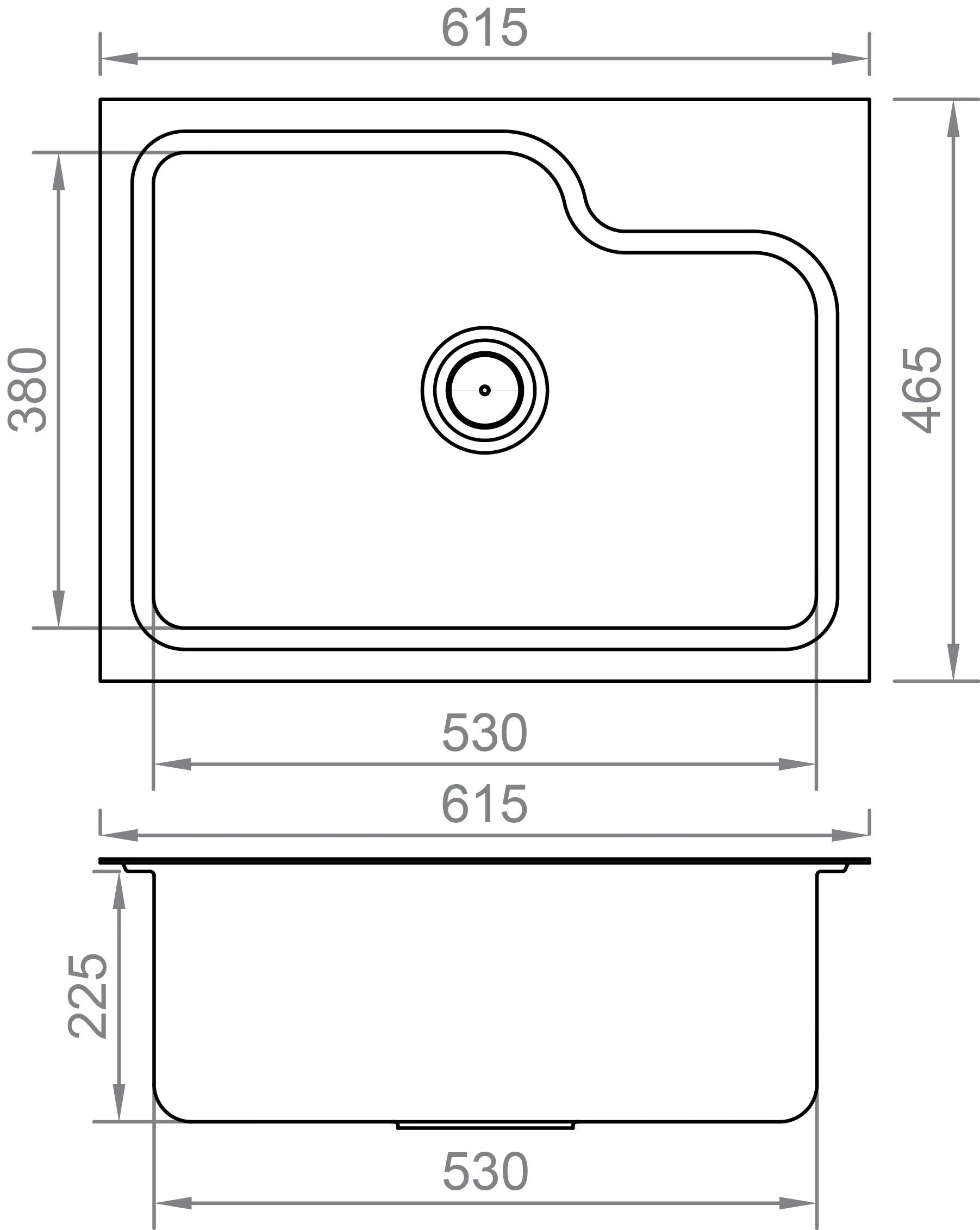 Anupam 126, 304 Grade Stainless Steel Single Square Bowl Kitchen Sink (24 x 18 x 9 Inch), Satin Finish