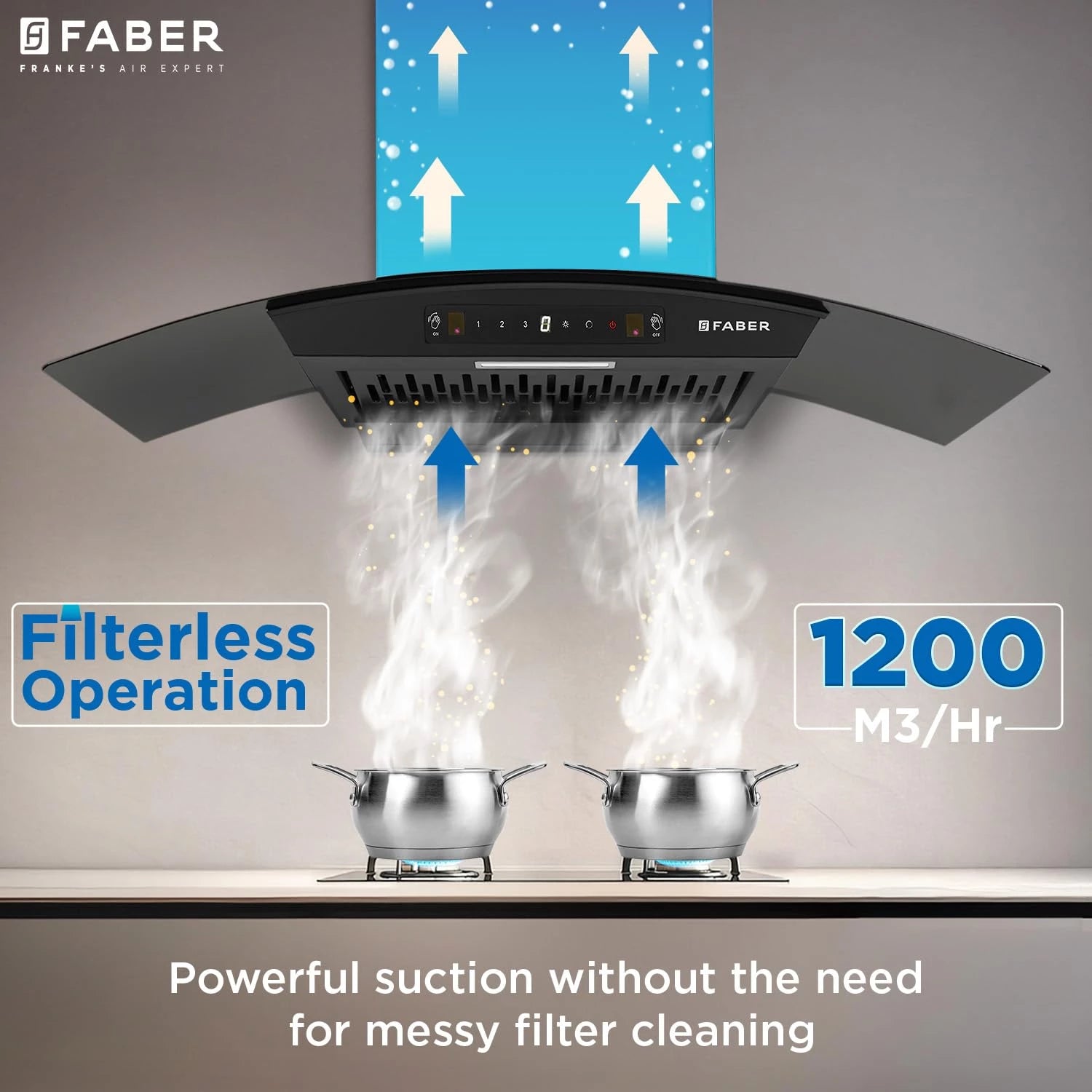 Faber 90 cm 1200 m³/hr Autoclean Curved Chimney| Black Filterless with Oil Collector |8 Yrs Motor & 2Yrs Comprehensive Warranty by Faber | Touch & Gesture Control | Hood Venice IN HC SC FL BK 90