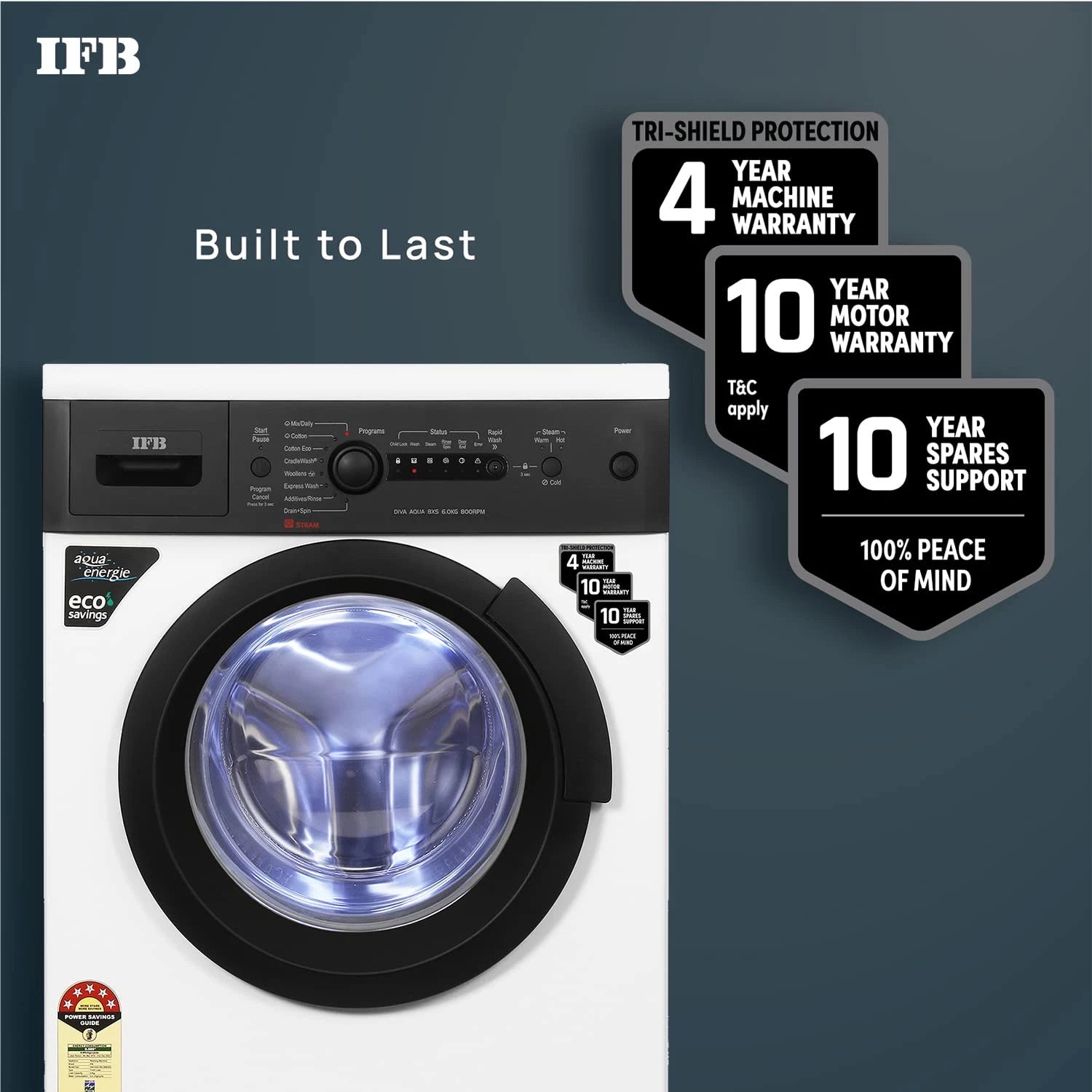 IFB 6 Kg 5 Star Front Load Washing Machine DIVA AQUA BXS 6008, In-built Heater, 2X Power Steam, 4 years Warranty