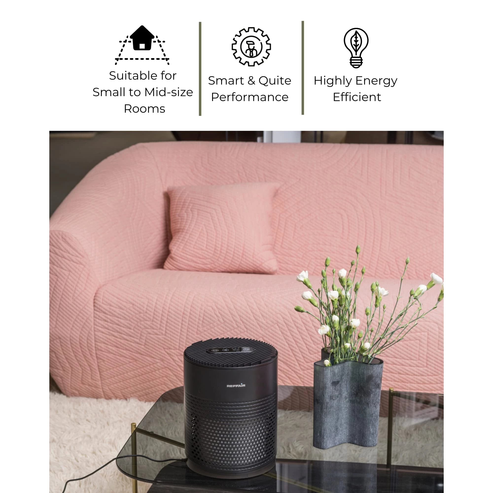 Reffair LivAir Portable Home Air Purifier H13: TRUE HEPA Filter, Carbon, 99.97% Pollutants, TiO2 Module, High Coverage Area.