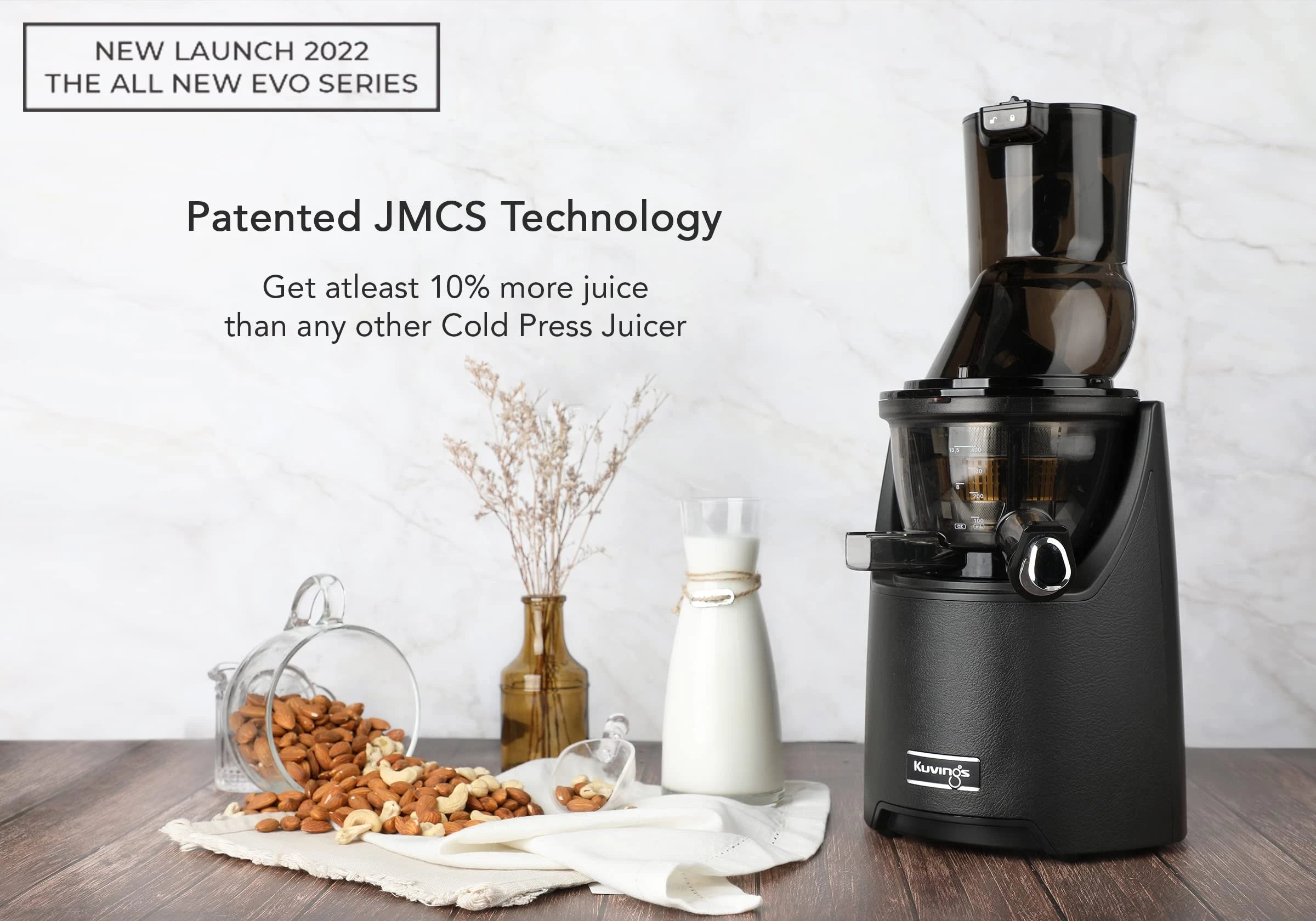 Kuvings EVO820 Black Professional Cold Press Whole Slow Juicer, World's Only Juicer with Patented Rubber & Silicon-Free Technology, All-in-1 Fruit & Vegetable Juicer (EVO820 Black)