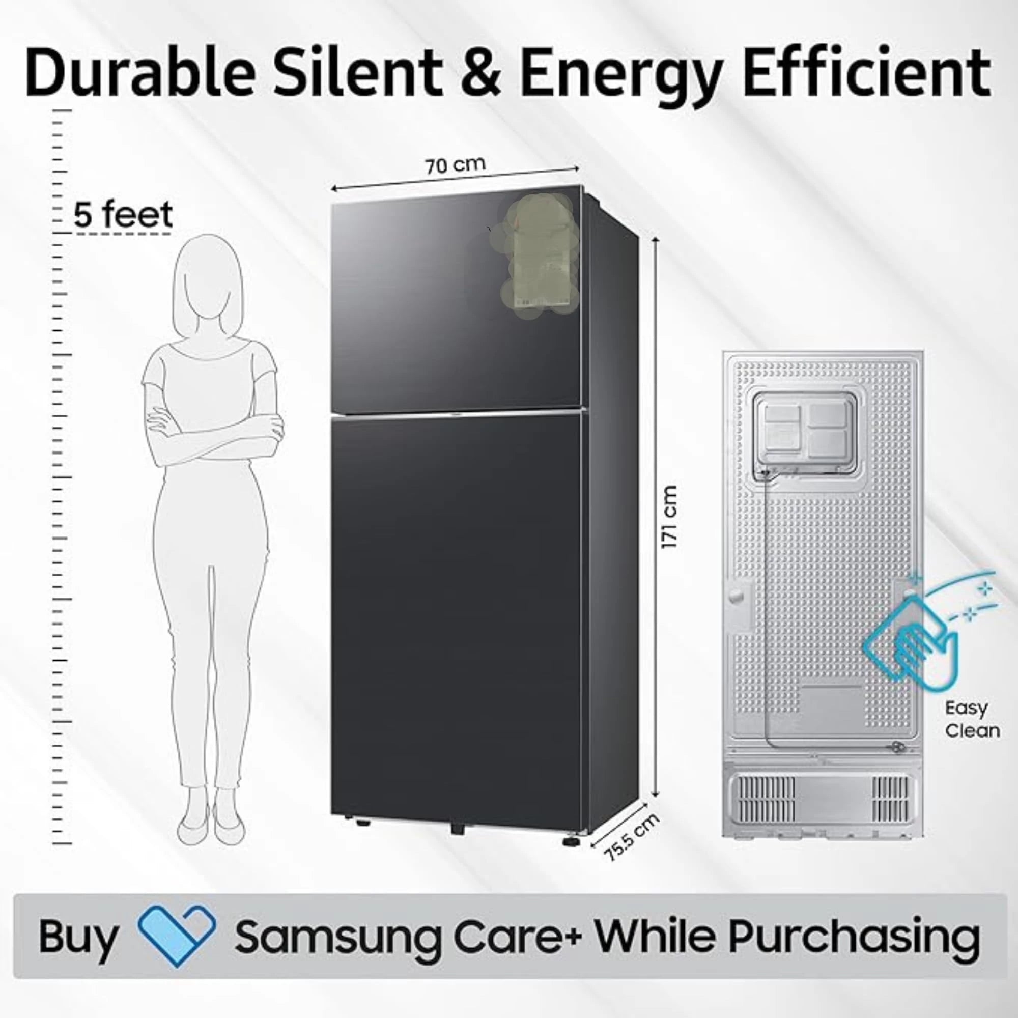 Samsung 396 L, 2 Star, Convertible 5-in-1, Digital Inverter, Frost Free Double Door, Bespoke AI WiFi Enabled Refrigerator (RT41DG6A2BB1, Black Matte, 2025 Model)