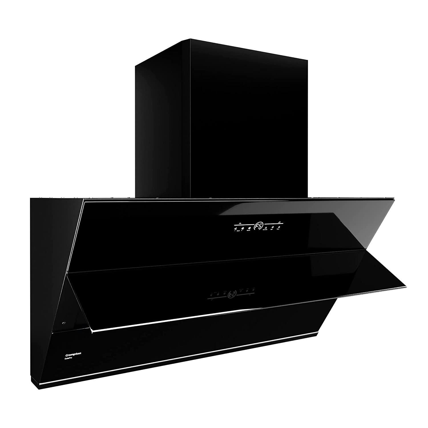 Crompton QuietPro Inverter Motor Inclined 90cm Chimney Filterles (Black), Free installation&Ducting kit,1710 m³/hr (CHD-QPVI90FLE-MBL)
