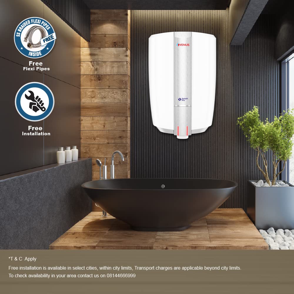Venus Splash Pro Storage Water Heater (15 litre, White/Graphite Silver)