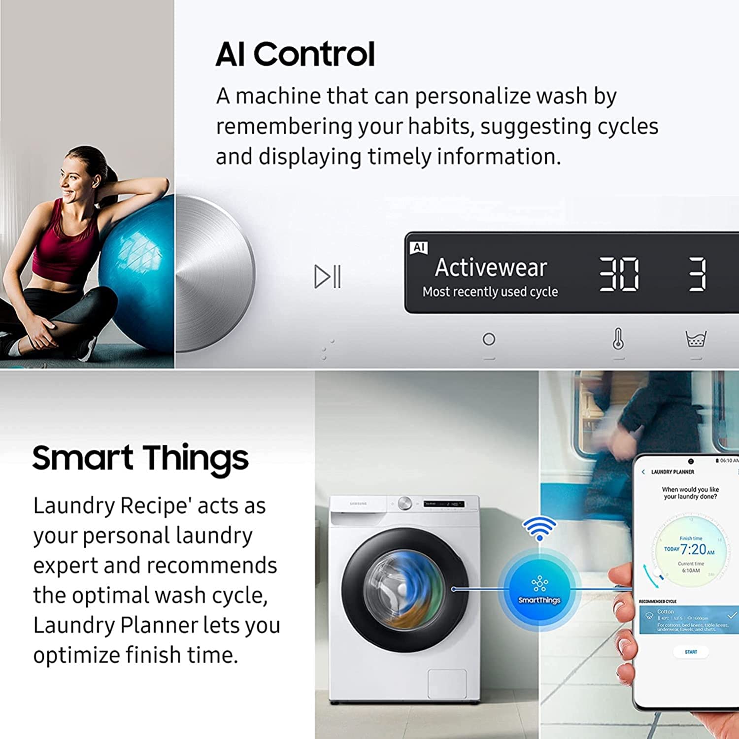 Samsung 7Kg WW70T502NTW1TL Front Loading Washing Machine 5 Star White