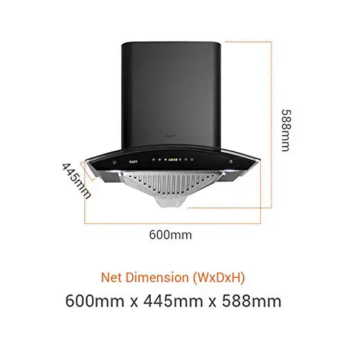 Kaff Ambra DHC Blk Black 90 Cm Kitchen Chimney
