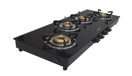 Faber Manual Ignition 4 Burner Glass Gas stove (Cooktop Jumbo XL 4BB) - Black