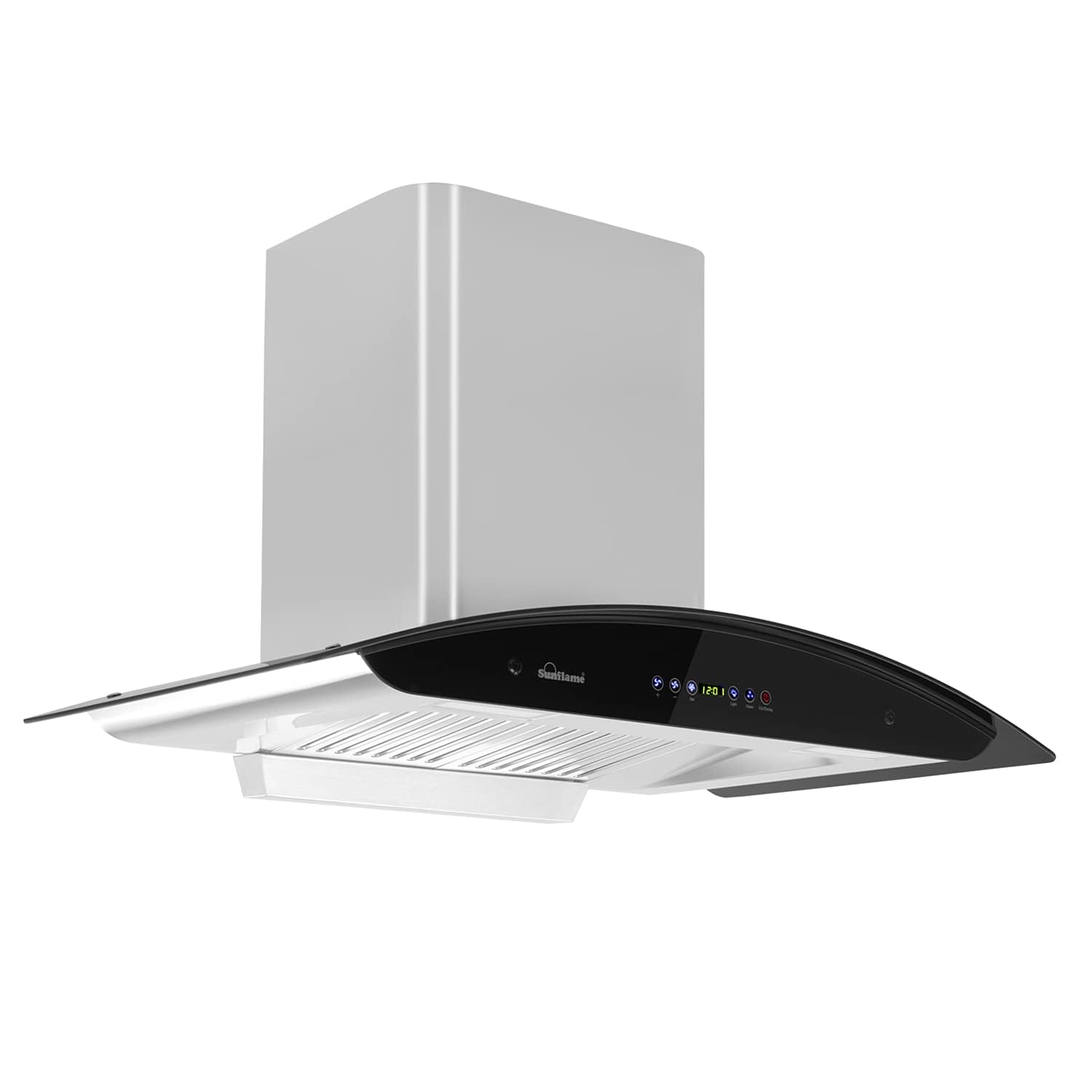 SUNFLAME 90cm 1100 m3/hr Auto Clean Chimney (CH Rapid 90 DX, 2 Baffle, Touch Control, Steel/Grey)