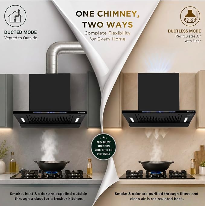 faber SLIMX 60cm 1500 m³/hr BLDC Auto Clean Filterless T-Shape Kitchen Chimney | Black