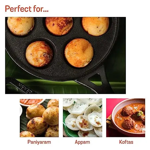 Meyer Cast Iron Appam Pan (Gas Compatible) 48484 20cm Black