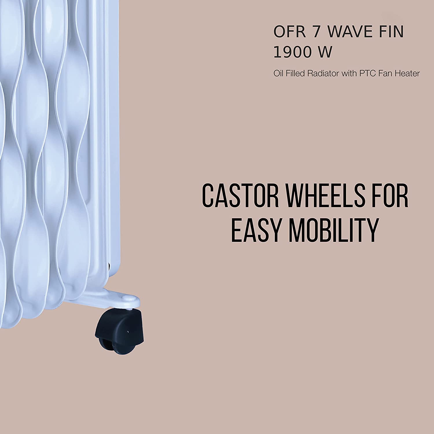 Havells OFR 7 Wave Fins with Fan 1900 watt (Beige), (GHROFBYC190)