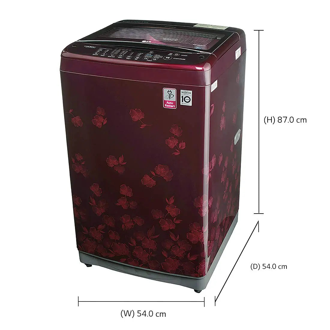 LG 6.5 Kg Inverter Fully-Automatic Top Loading Washing Machine (T7577NDDL8, Floral Red)