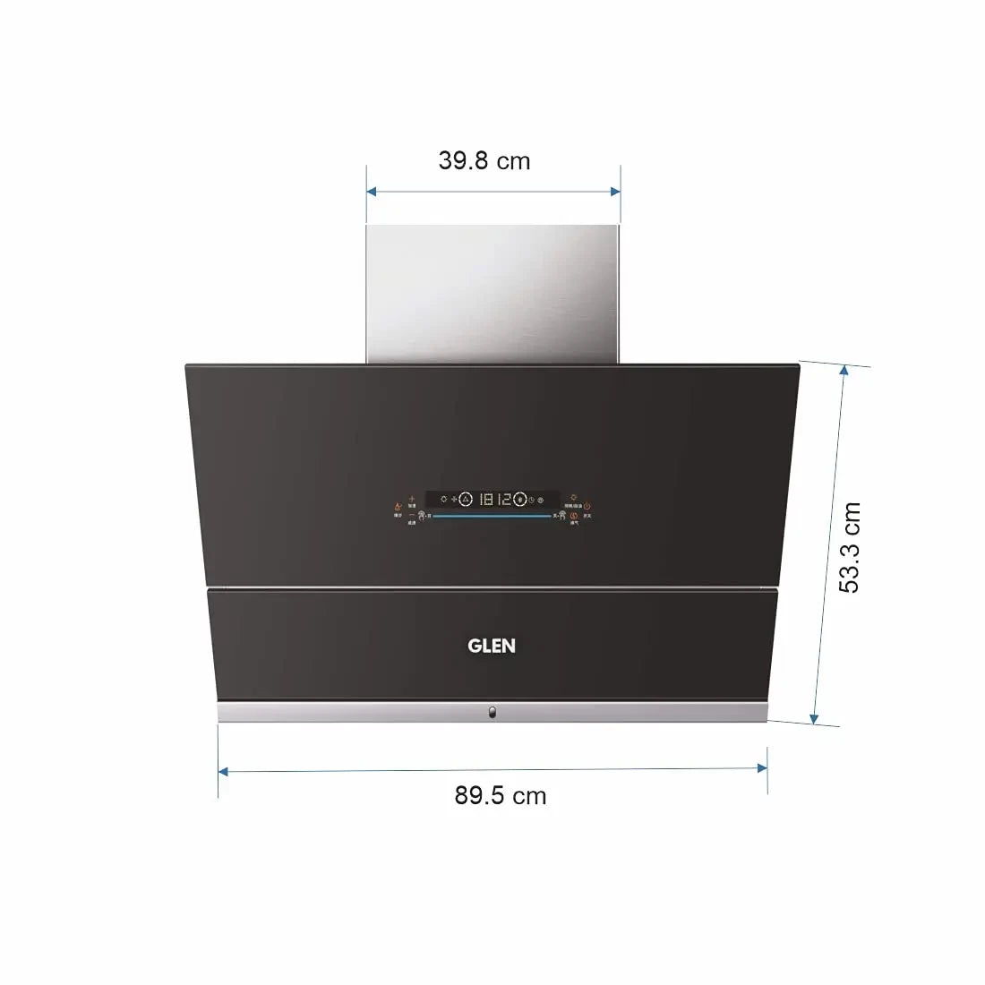 Glen 1400 m/h Auto Clean Vertical Glass Kitchen Chimney (6074,Filter Less,Touch Control with MS, Black) - 90 cm