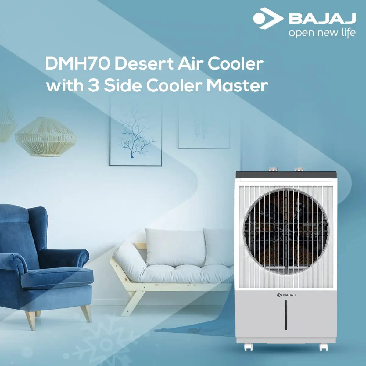 Bajaj DMH70 DESSERT AIR COOLER,70L, WITH TURBO FAN TECHNOLOGY White