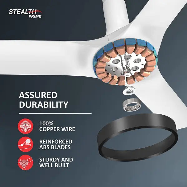 Havells Stealth Prime The most silent fan 1200mm BLDC motor and Remote Controlled Ceiling Fan Marble Pearl White