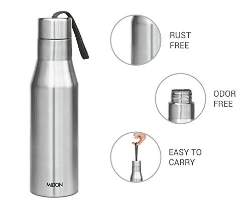 MILTON Super 1000 Stainless Steel Water Bottle, 1000 ml, Silver | Leak Proof | Office Bottle | Gym Bottle | Home | Kitchen | Hiking | Treking Bottle | Travel Bottle