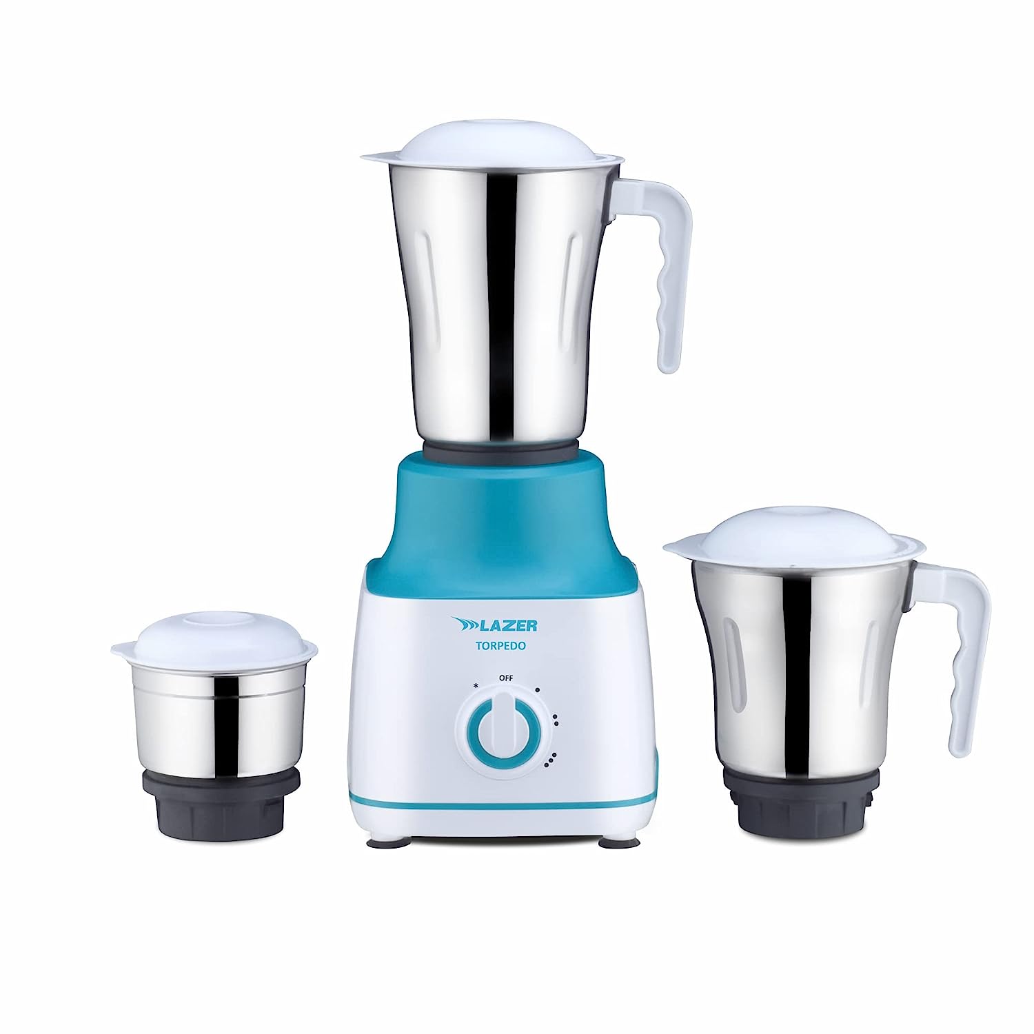 Lazer Torpedo 3 Jars 550W Mixer Grinder (White Aquamarine)