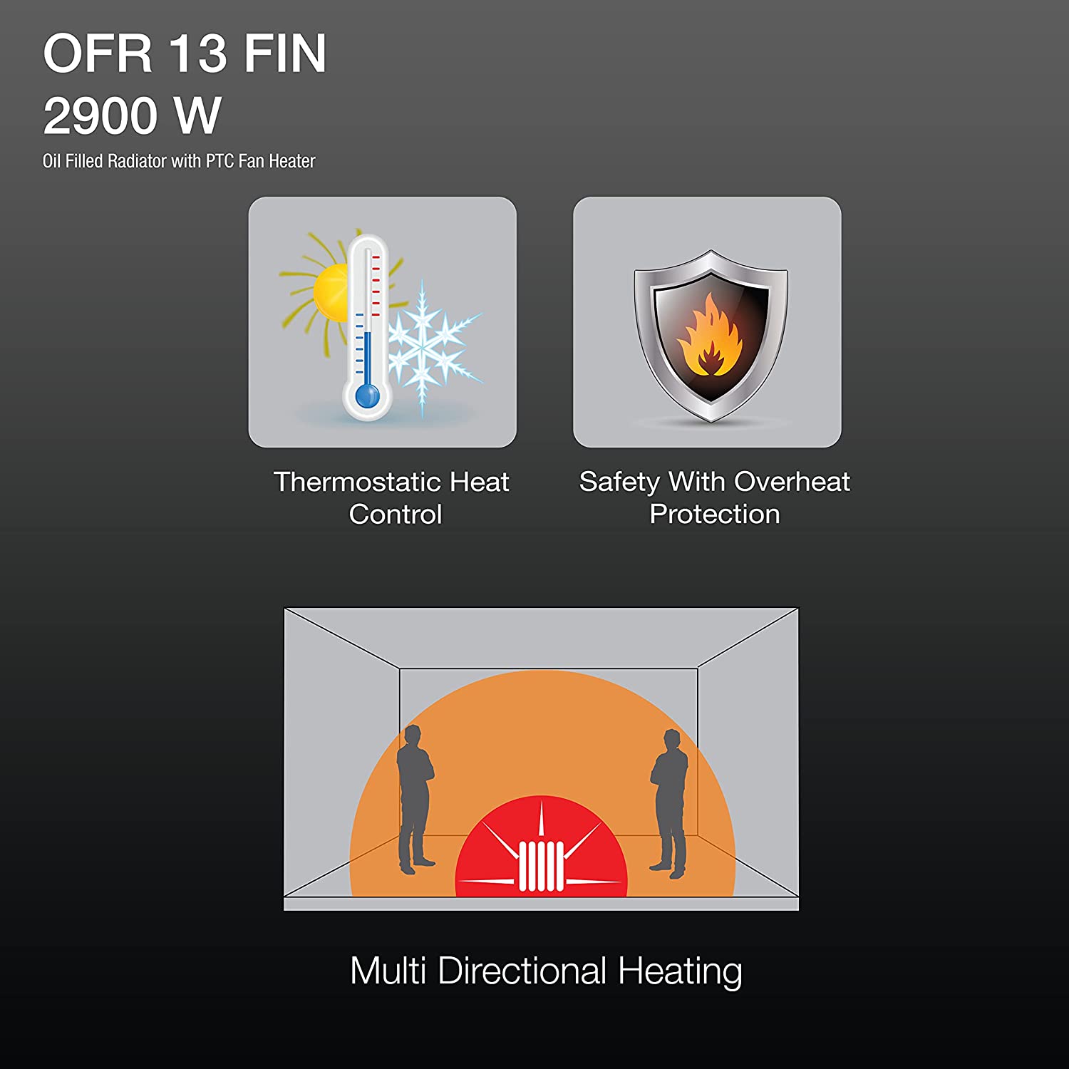Havells OFR - 13Fin 2900-Watt PTC Fan Heater (Black)