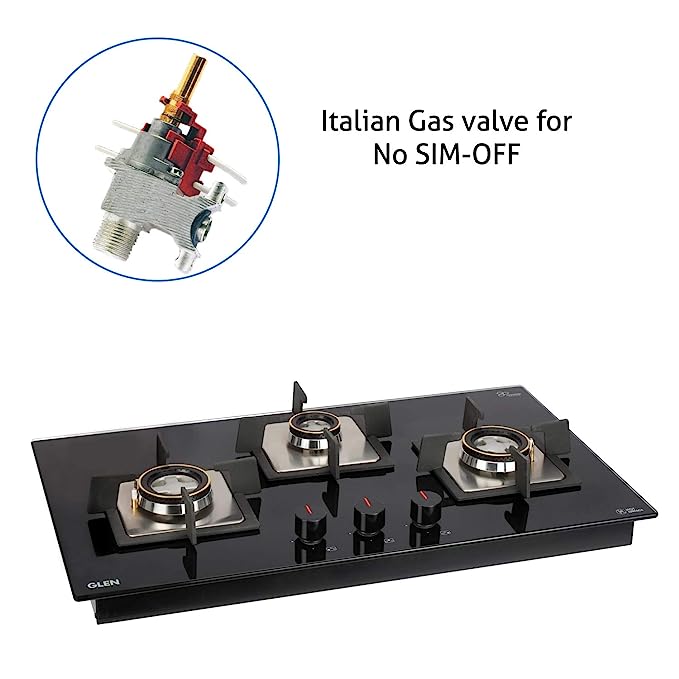 Glen 3 Burner Built-in Glass Hob 1073 SQ INBB FFD (Flame Failure Device)