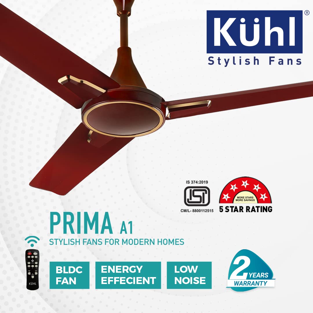 KUHL Prima A1 Stylish BLDC Fan Low Power 28W Marked Brown