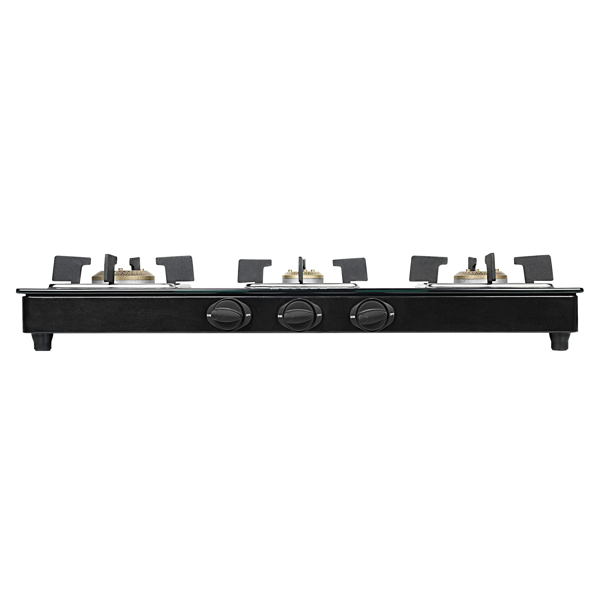 Faber Glass Top 3 Burner Gas Stove (Hob Cooktop Pearl 3BB BK) with Jumbo Burner, Diamond Coated Pan Support, Manual Ignition, Black