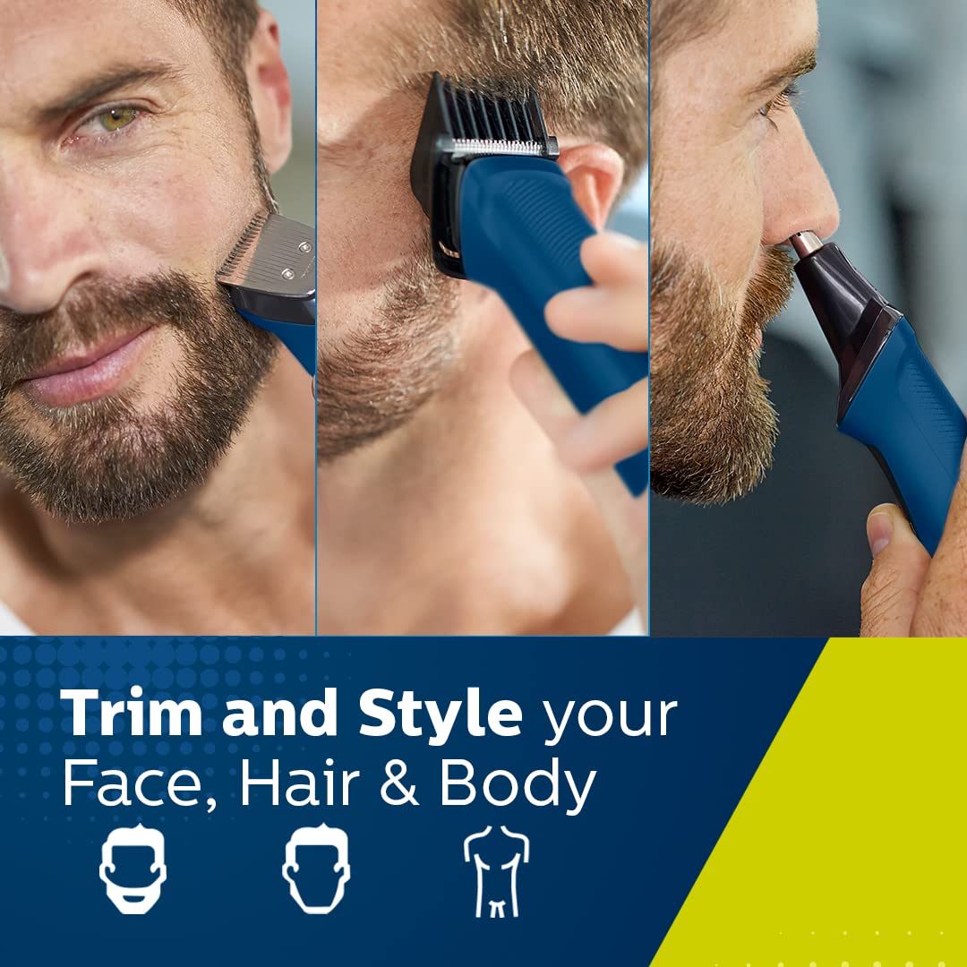 Philips Multi Grooming Kit MG7707/15, 12-in-1, Face, Head and Body - All-in-one Trimmer. Power adapt technology for precise trimming, 90 Mins Run Time with Quick Charge