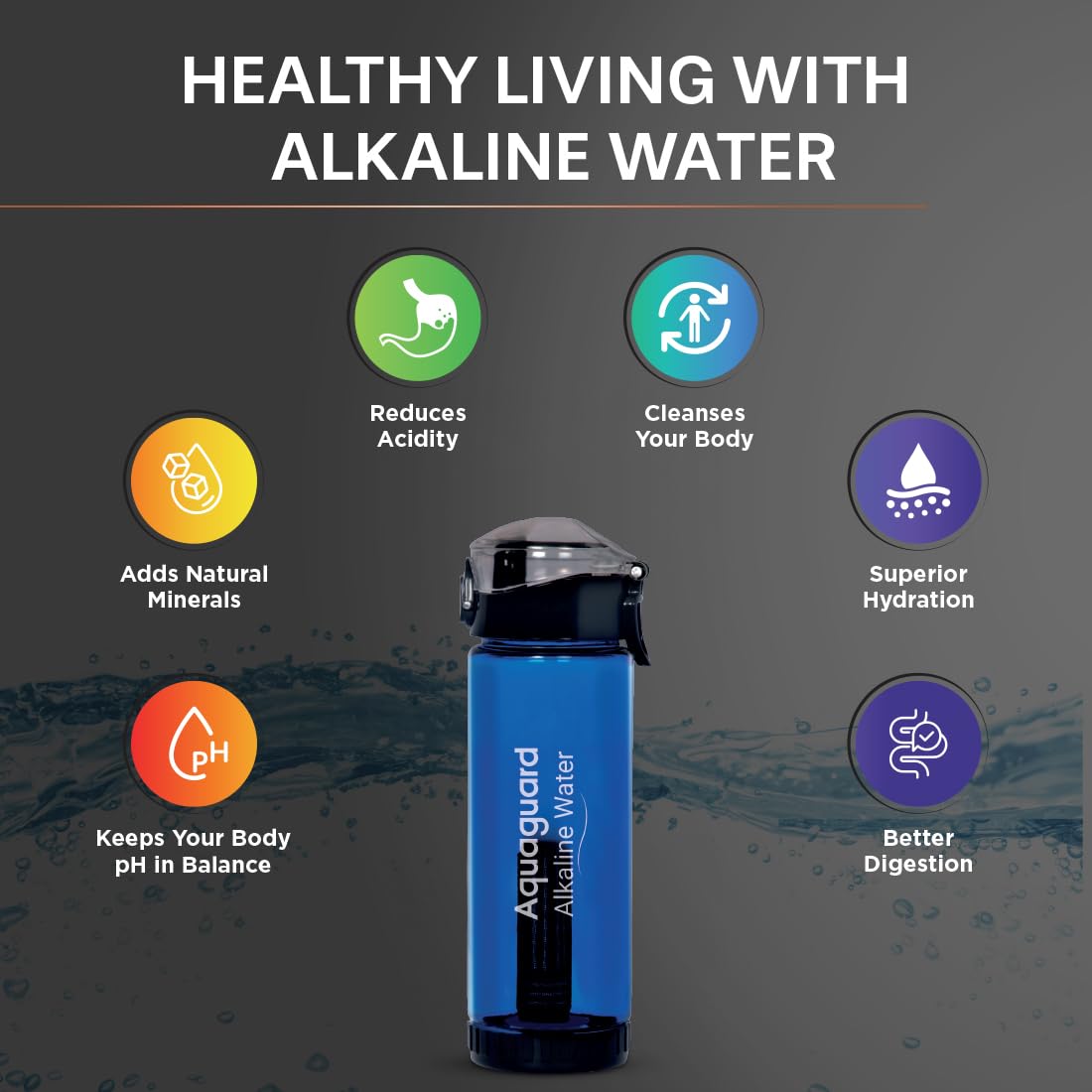 Aquaguard Eden Stainless Steel Tank 9-Stage RO Water Purifier with 2 Complimentary Alkaline Water Bottles | RO+UV+Active Copper Tech | Taste Adjuster | Suitable for Tanker, Borewell & Municip