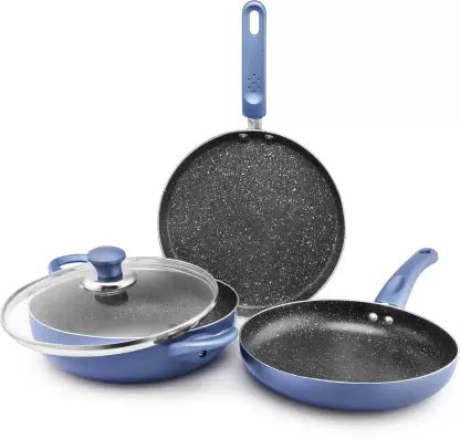 Kutchina Endura Nonstick Combo set Induction Bottom Non-Stick Coated Cookware Set  (PTFE (Non-stick), 4 - Piece)
