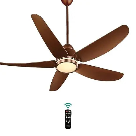 KUHL Stylish Fan Luxus C15 | 30W | BLDC Technology | 5-Star Rated | Operate on Remote-Mobile-Alexa | Night & Down Light |1200 mm sweep | Aerodynamic ABS 4 Blades | Reverse Mode | Brown (C15, Brown)