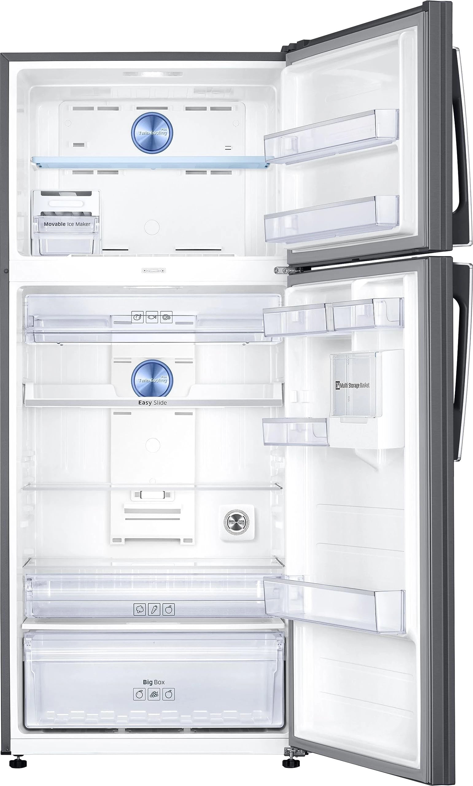Samsung 530 L, 1 Star, Optimal Fresh+, Digital Inverter, Frost Free Double Door Refrigerator (RT56C637SSL/TL, Silver, Real Stainless)