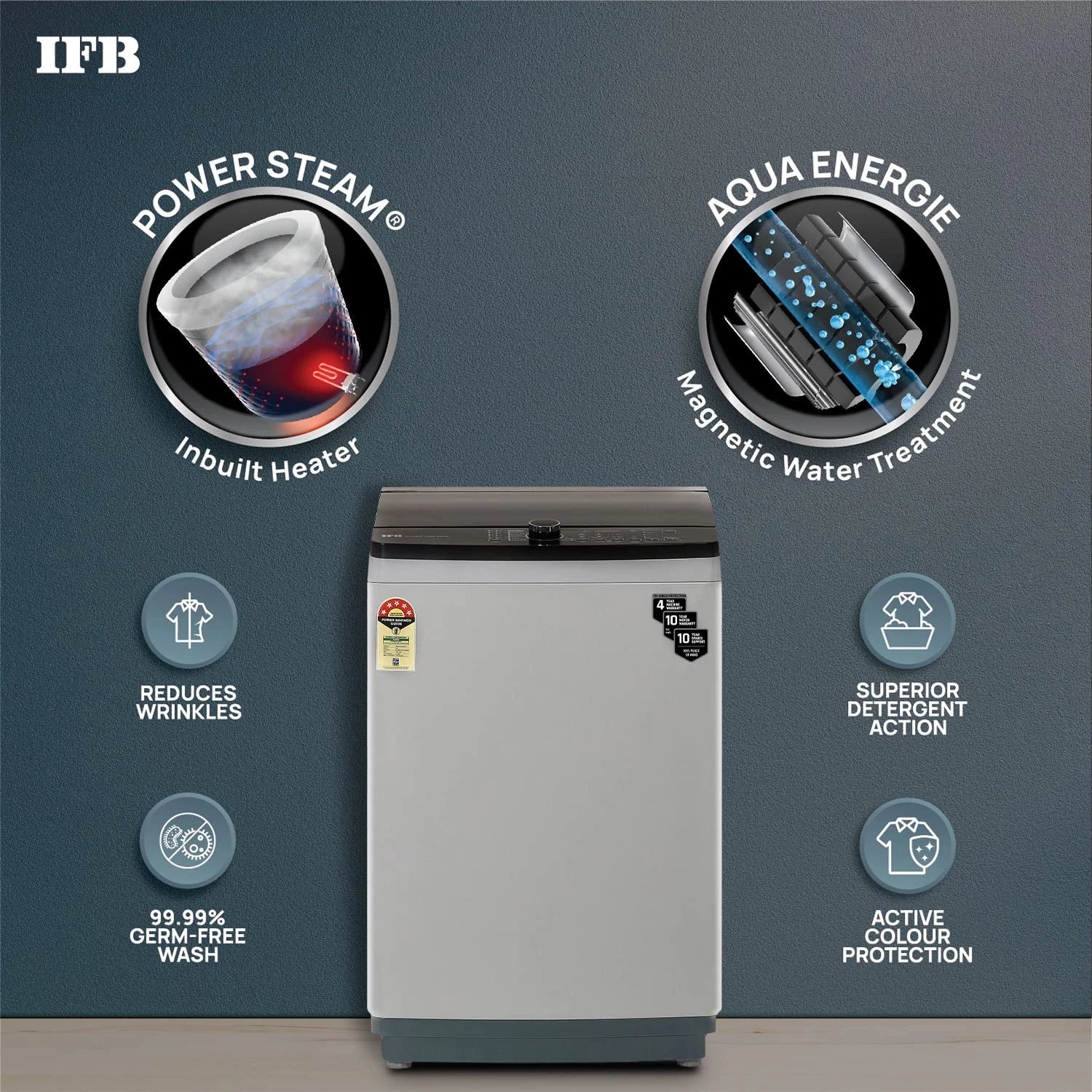 IFB 7.0 Kg Fully-Automatic Top Loading Washing Machine (TL-SPGS 7.0 KG Aqua, Medium Grey, 2X Power Steam, 4 Years Comprehensive Warranty)