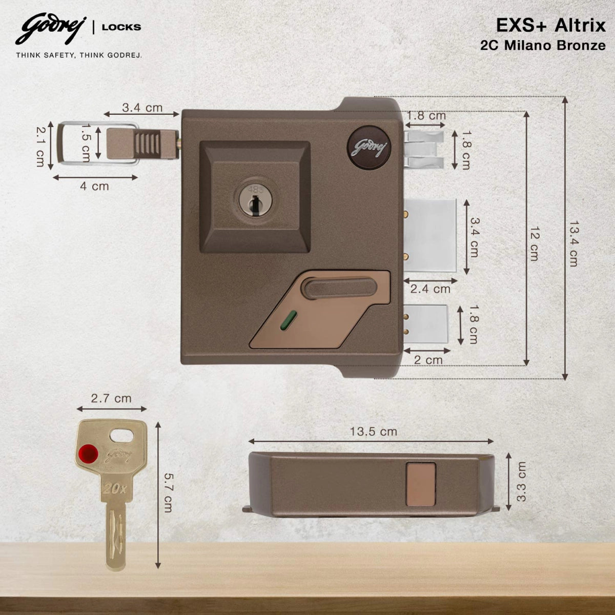Godrej Door locks Altrix 2C Milano Bronze 3233