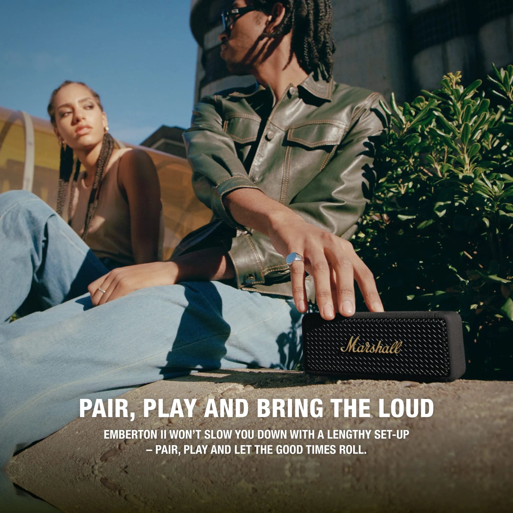 Marshall Emberton II 20 W Wireless Bluetooth Portable Outdoor Speaker (Black & Brass)