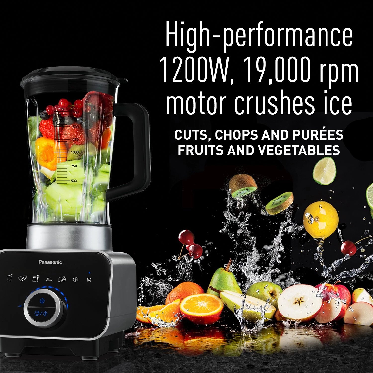 Panasonic MX-ZX1800 High Speed Blender with Ice Jacket Accessory, Die Cast Aluminum, BLACK, Medium