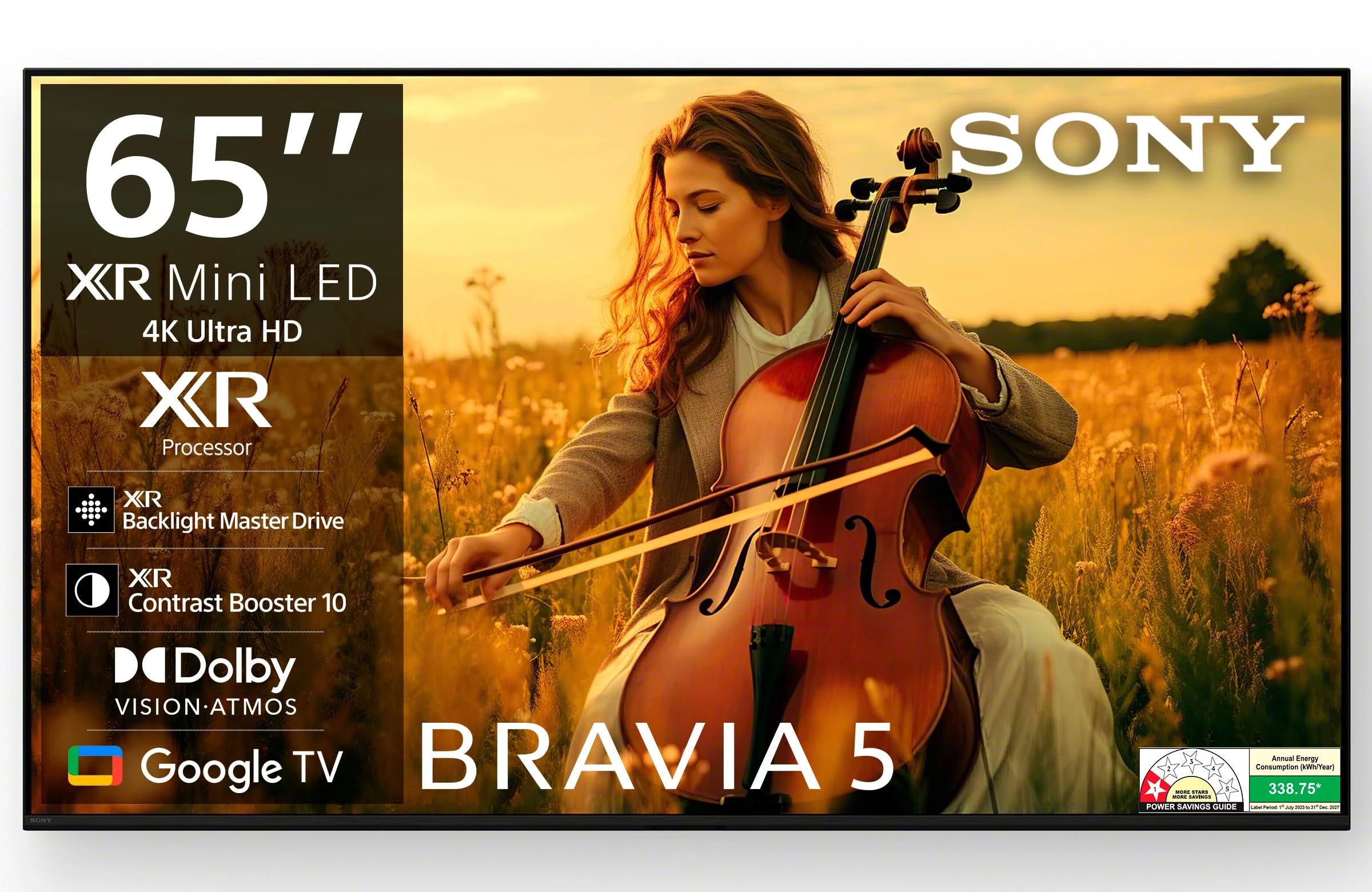 Sony 164 cm (65 inches) BRAVIA 5 Series 4K Ultra HD Smart Mini LED Google TV K-65XR55A
