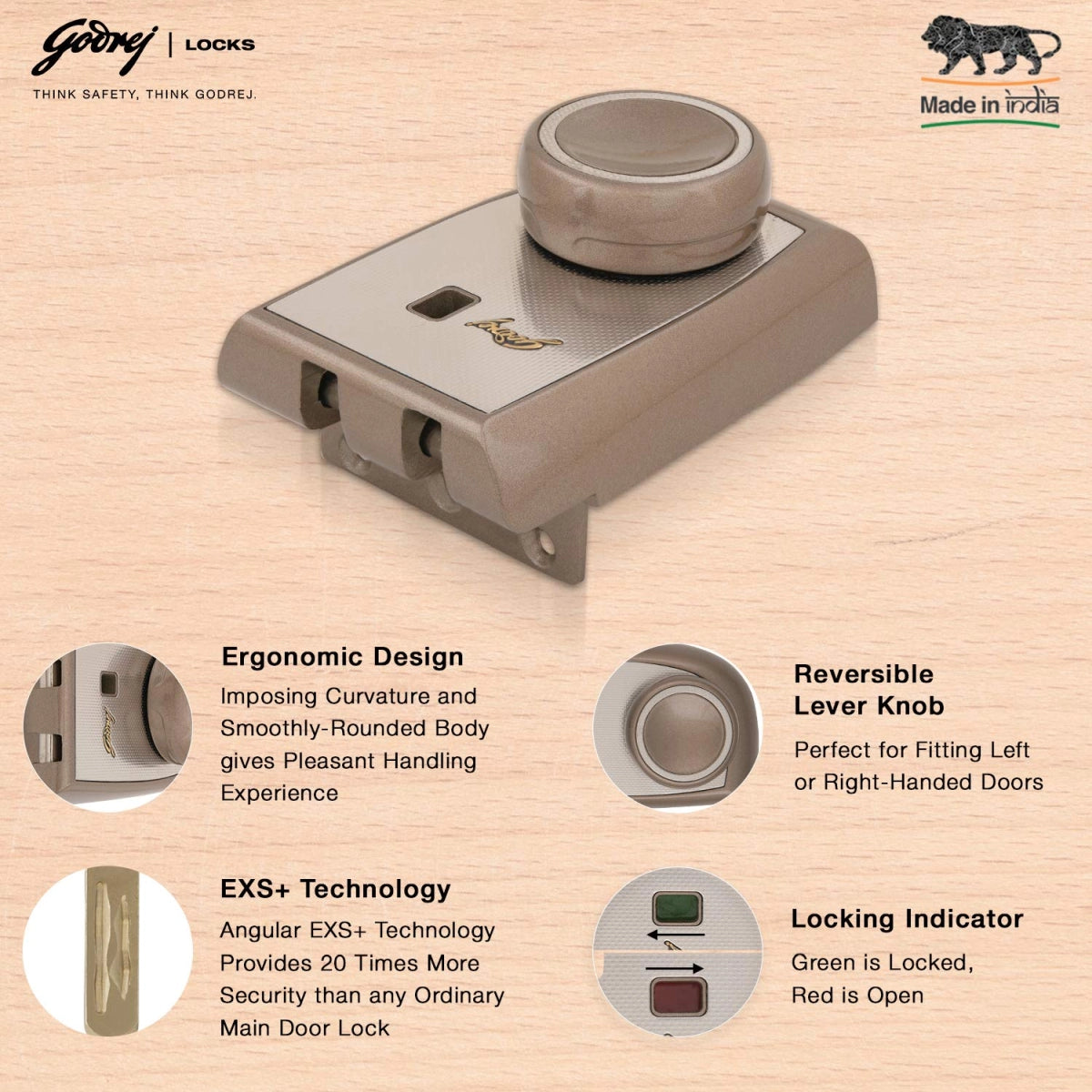 Godrej Door Lock Astro 1CK Milano Bronze 3399