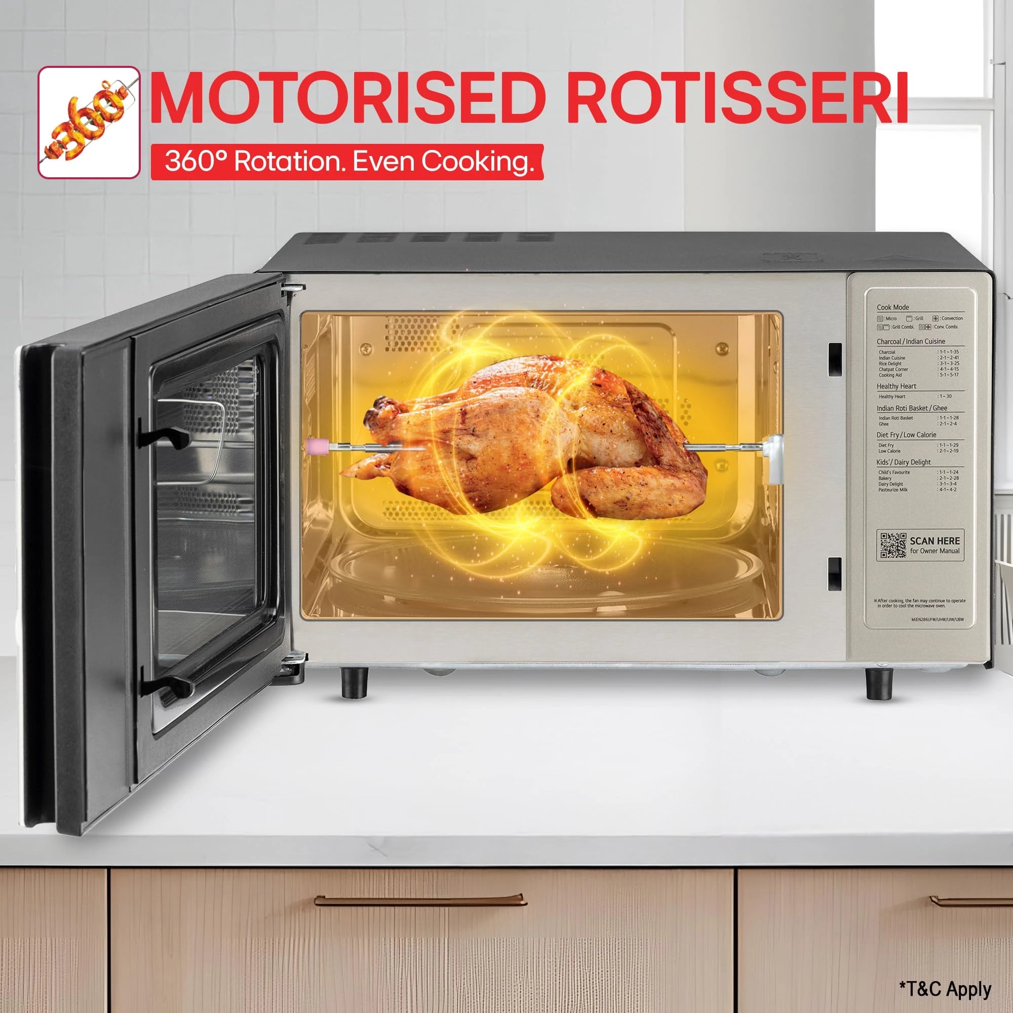 LG 28 L Scan-To-Cook Wi-Fi Enabled Charcoal Convection Microwave Oven (MJEN286UBW, Black, Beige Door, 301 Auto Cook Menu, Bar-be-queing at home, 30 Heart Healthy Recipes, Diet Fry & Multicook Tawa)