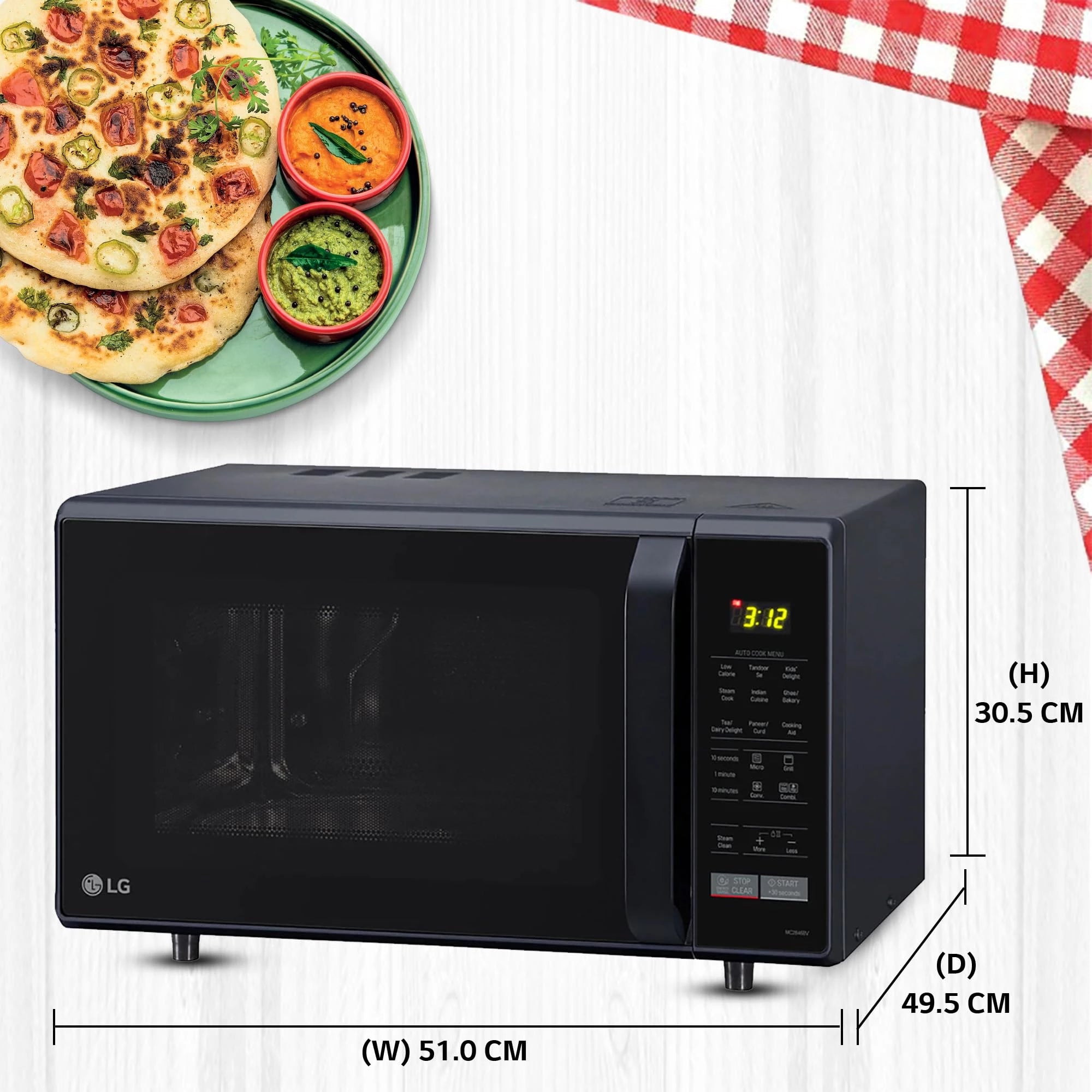 LG 28 L Convection Microwave Oven (MC2846BV, Black, Quartz Heater)