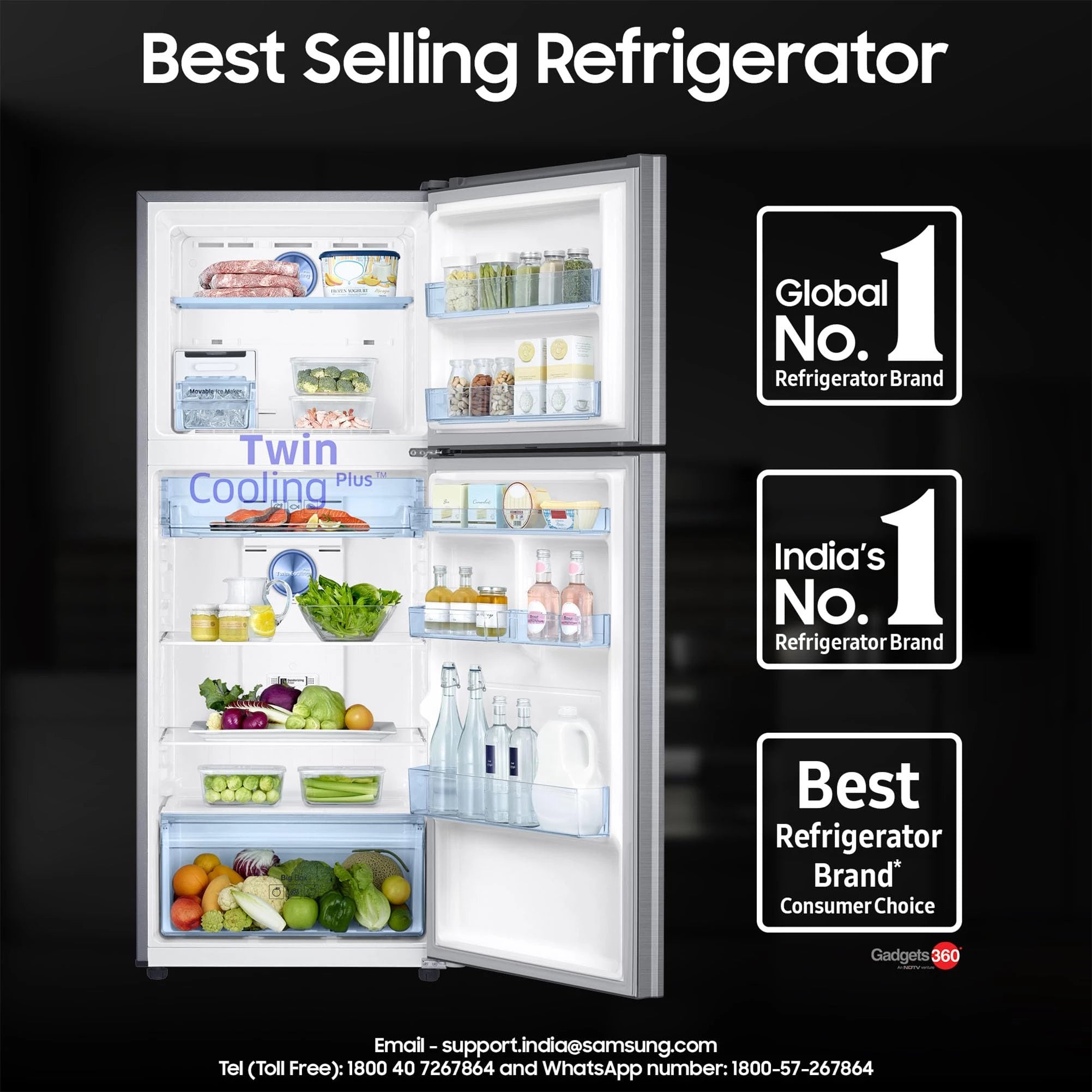 Samsung 363 L, 2 Star, Convertible 5-in-1 Digital Inverter with Display Frost Free Double Door Refrigerator (RT39C5532S8/HL, Silver, Elegant Inox)