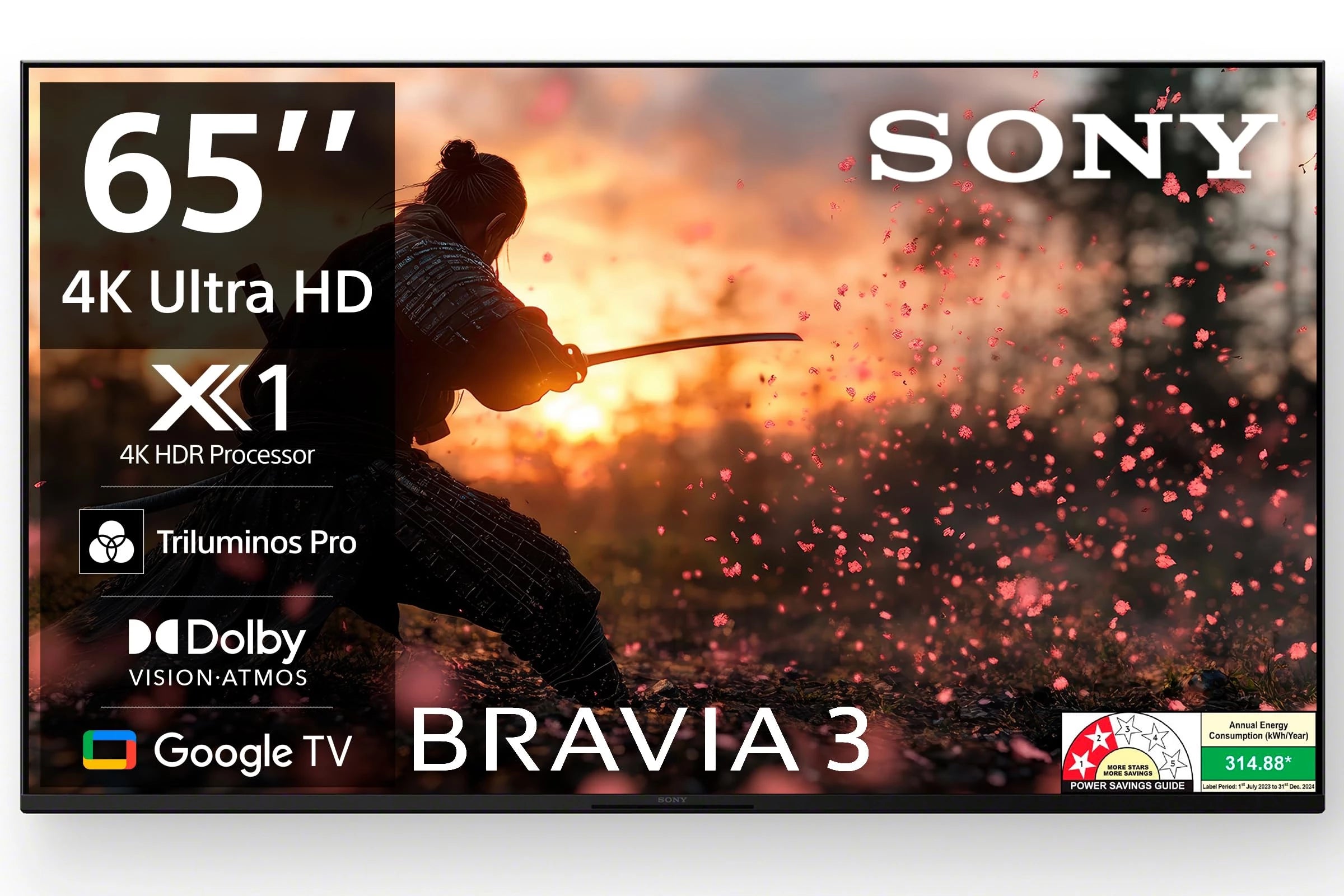 Sony BRAVIA 3 Series 164 cm (65 inches) 4K Ultra HD AI Smart LED Google TV K-65S30B (Black)