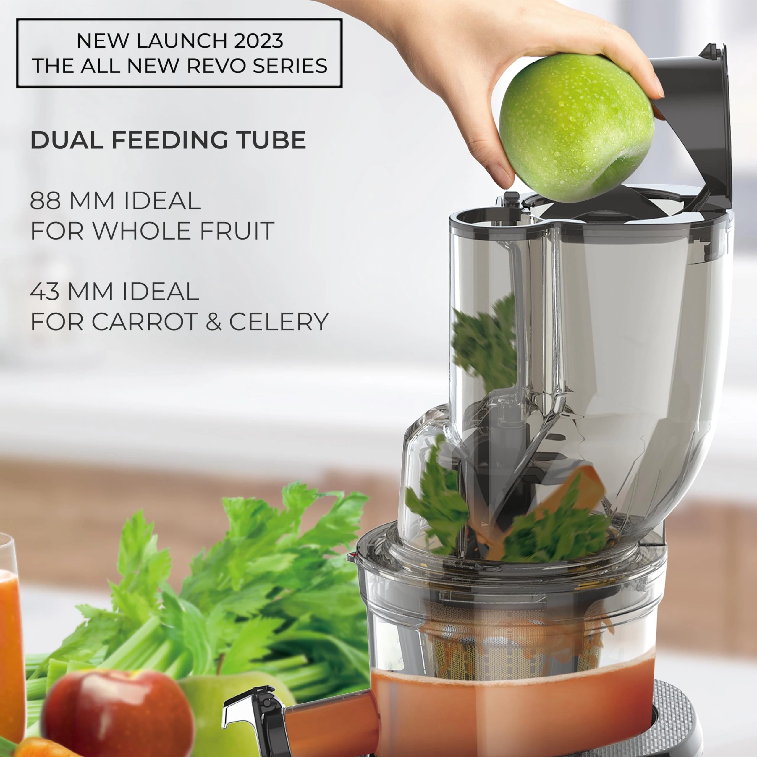 Kuvings REVO830 Red Luxury Cold Press Whole Slow Juicer, World's 1st Patented Auto-Cutting Auger to reduce juicing time, 12 Yrs Motor Warranty, 240W Strong Motor, All-in-1 Fruit & Vegetable Juicer