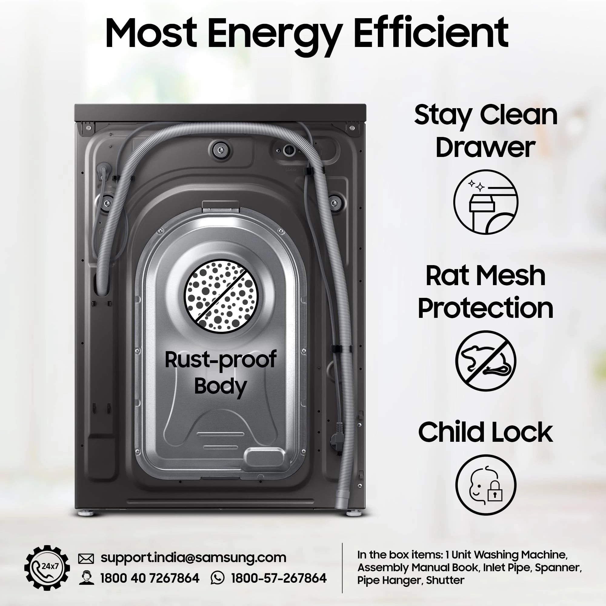 Samsung 12 kg, 5 Star, Super Speed, Wi-Fi, Hygiene Steam with Inbuilt Heater, Digital Inverter, Fully-Automatic Front Load Washing Machine (WW12DG5B24ASTL, Navy)