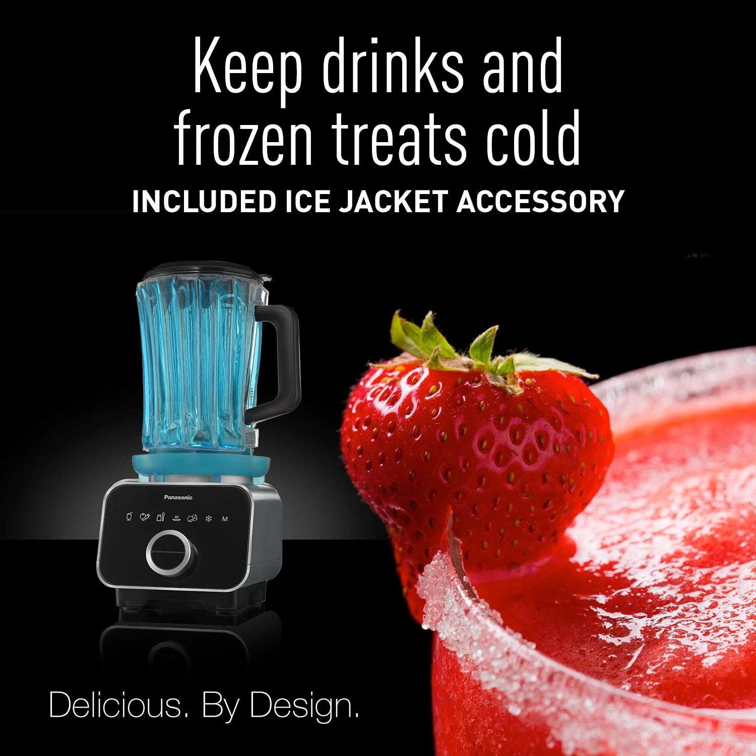 Panasonic MX-ZX1800 High Speed Blender with Ice Jacket Accessory, Die Cast Aluminum, BLACK, Medium