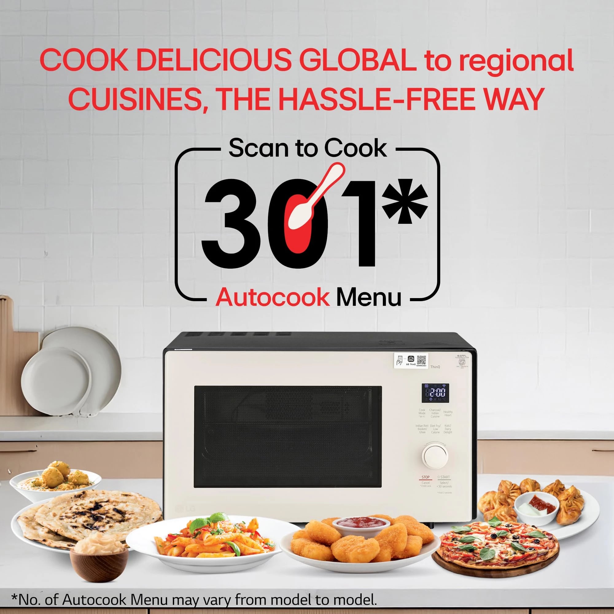 LG 28 L Scan-To-Cook Wi-Fi Enabled Charcoal Convection Microwave Oven (MJEN286UBW, Black, Beige Door, 301 Auto Cook Menu, Bar-be-queing at home, 30 Heart Healthy Recipes, Diet Fry & Multicook Tawa)