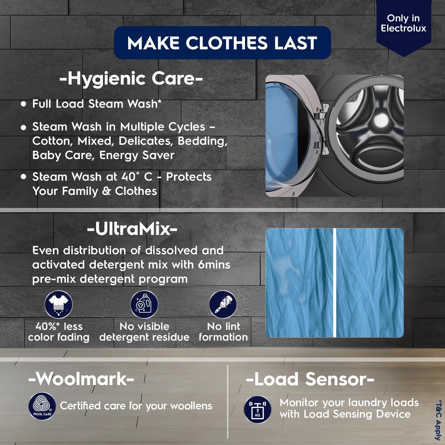 Electrolux 11kg 5 Star Fully Automatic Front Load Washing Machine with AI SensorWash, WiFi, Full Load Vapour Wash, EcoInverter, Dark Silver, UltimateCare 700, EWF1142R7SB