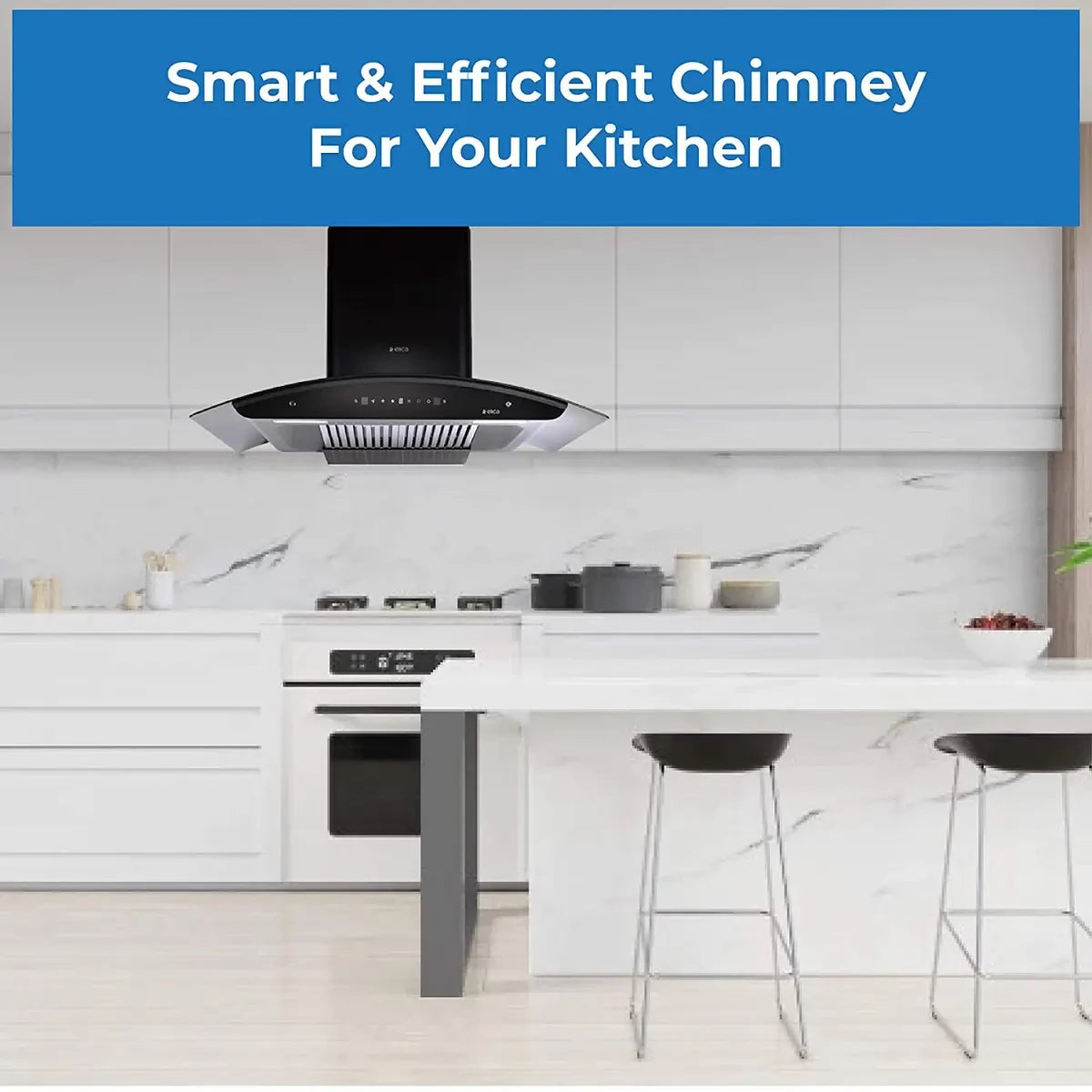 Elica 90 cm 1425 m3/hr Auto Clean Chimney with Free Kit (WD TBF HAC 90 MS NERO, 2 BFs, Touch + MS Control, BK)