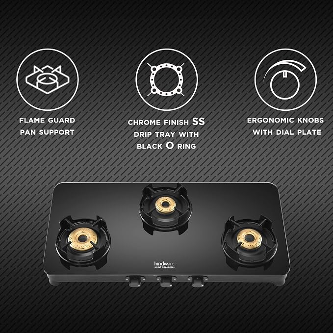 Hindware Divina BLDC 75 Chimney + Alverio 3 Burner Manual Cooktop Combo